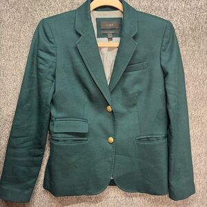 Jcrew Blazer with Gold Buttons in Royal Green size 0 Masters Jacket